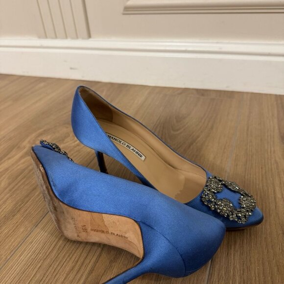 Manolo Blahnik Pump Blue Crystal Heel Shoes - Picture 3 of 7